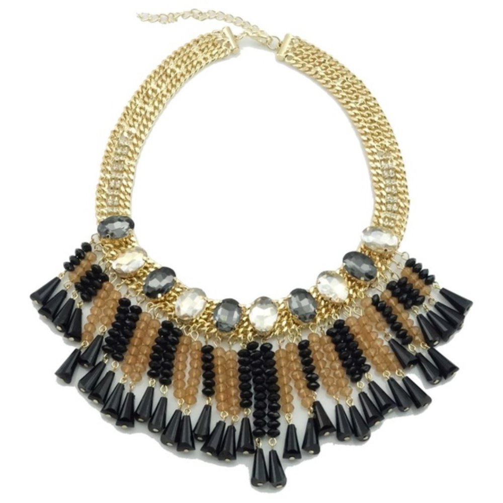 Crystal Tassel Champagne Necklace(N1063)